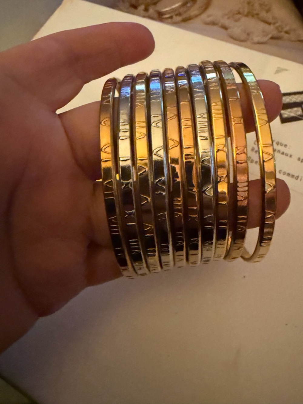 Gold-Tone Stacked Bangle Bracelet Set - Women Jewelry, set of TEN